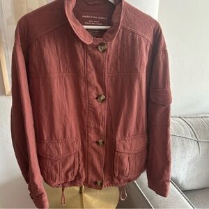 American Eagle Brown Oversized Boho Womans Jacket Western Utility Size M